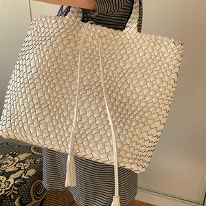 White Leather Tote Bag